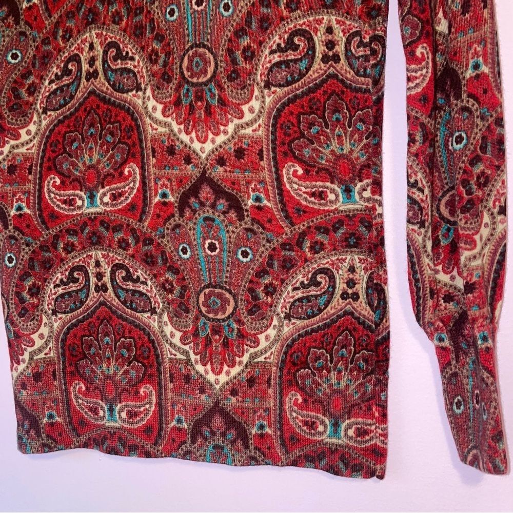 Talbots XS 100% Merino Wool Boho Red Sweater Crew Neck Long Sleeve - Picture 8 of 8